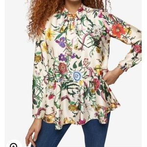 ELLOS Tie-Neck Peplum Tunic